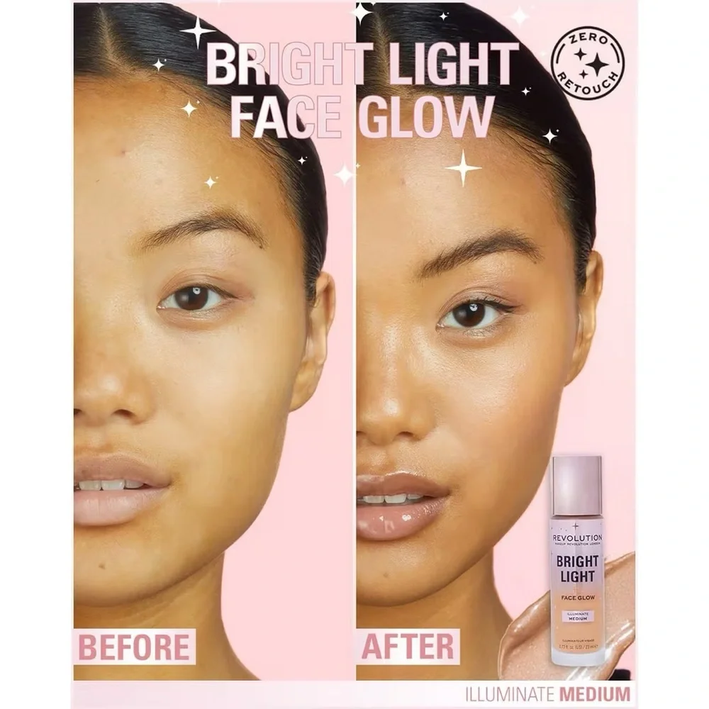 Revolution Beauty Bright Light Face Glow, Illuminate - Medium, NEW